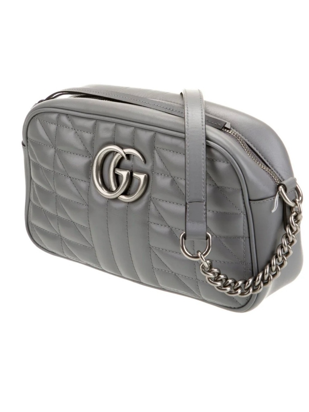 Gucci gray GG Marmont quilted leather crossbody bag